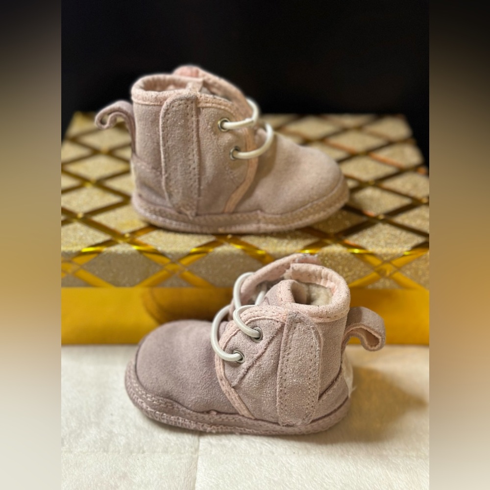 Used UGG Neumel Suede Pink Baby Boots Size 1